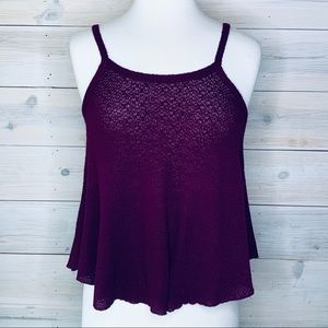 Plum Purple Soft Knit Spaghetti Strap Tank Top Size Small